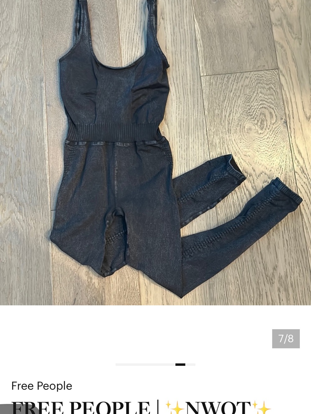 Free People Black Seamless Scoop-Neck Jumpsuit